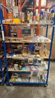 100 + MIXED LOT CONTAINING JBL GRAND TOURING SERIES CAR SUBWOOFER , VARIOUS CAR CLEANING PRODUCTS , T-CUT 365 PAINTWORK PERFECTION IN PURE WHITE , THE GARDEN GRILL BBQ TONGS , VARIOUS SCREWS AND TAPE ETC OVER 5 SHELFS