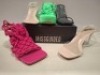 32 X PAIRS OF BRAND NEW MISSGUIDED MIXED SHOE LOT CONTAINING MID CLEAR HEEL BLOCK HEEL IN NUDE , CROCHET TIE UP HEELED SANDAL IN HOT PINK , FAUX LEATHER PLATFORM STRAPPY SANDAL IN GREEN ALL IN SIZE 7 ETC ON HALF A BAY