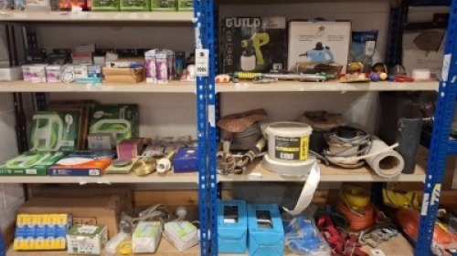 100 + MIXED LOT CONTAINING BARBED WIRE , ELECTRICAL WIRING , 8 M RATCHET STRAPS , RAPTOR DIAMOND CORE DRILL 28 X 300MM , GUILD 250W PAINT SPRAYER , HANDHELD STEAMER CLEANER , MANUAL PULLING CORE RIVET GUN , PRO LITE 28W 4 PIN LIGHT , 10W LED AC DRIVERLES