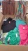 400 + BRAND NEW MIXED CLOTHING LOT CONTAINING MADISON GREEN TOP IN SIZE 8/10 , COPPEWISE FOREST GREEN / MULTI LONG DRESS IN SIZE SMALL , TOLI SKIRT IN PINK IN SIZE SMALL , FLORAL MULTI COLOURED DRESS IN SIZE 8 / 10 SMALL ETC IN 1 PALLET BOX