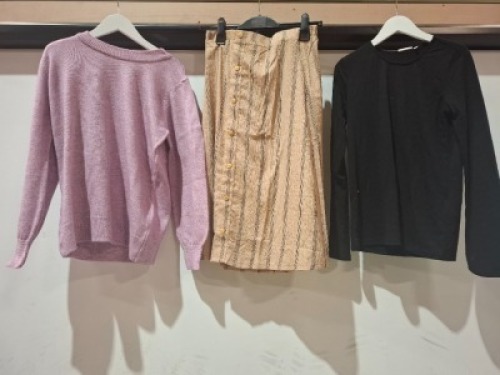 20 X BRAND NEW MIXED MAMALICIOUS CLOTHING LOT TO INCLUDE KNITTED TOPS - ACTIVE TIGHTS - WOVEN TOPS - SKIRTS - ETC ALL IN VARIOUS SIZES