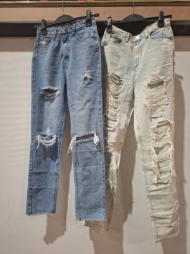 20 X BRAND NEW PAIRS OF MISSGUIDED DENIM JEANS IN SIZES 10-14
