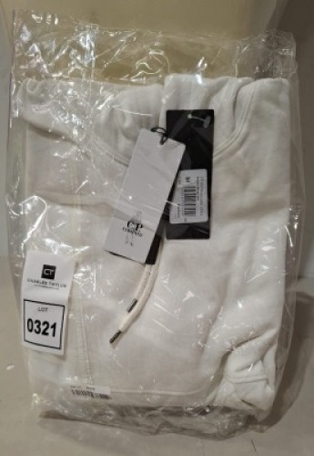 1 X BRAND NEW CP COMPANY HOODED DIAGONAL RAISED FLEECE WHITE - SIZE MEDIUM - RRP-&pound;265