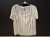 80 X BRAND NEW UNBRANDED WHITE STRIPED BLOUSES IN SIZES 12 -18