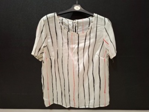 80 X BRAND NEW UNBRANDED WHITE STRIPED BLOUSES IN SIZES 12 -16 -18