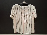 80 X BRAND NEW UNBRANDED WHITE STRIPED BLOUSES IN SIZES 12 -16 -18