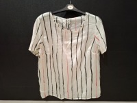 80 X BRAND NEW UNBRANDED WHITE STRIPED BLOUSES IN SIZES 16 -18