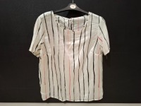 80 X BRAND NEW UNBRANDED WHITE STRIPED BLOUSES IN SIZES 18-20