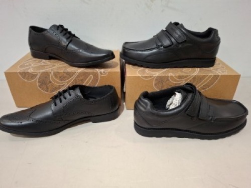 20 X PAIRS OF BRAND NEW PRETTY GREEN SHOES CONTAINING HARROW VELCRO SN00 BROGUE SN53 IN BLACK ALL IN SIZE 9 TOTAL RRP &pound;1280