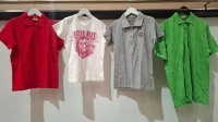 100 X PIECE BRAND NEW MIXED CLOTHING LOT TO INCLUDE HIPSTAG POLO SHIRTS IN VARIOUS COLOURS - RETRO 9 POLO SHIRTS - RETRO 9 T-SHIRTS - NAVY JOGGERS - ALL IN VARIOUS SIZES IN 5 TRAYS