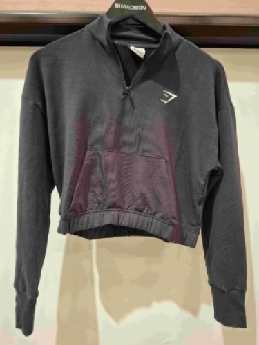 55 X BRAND NEW GYMSHARK QUARTER ZIP JACKET IN BLACK IN SIZE SMALL AND MEDIUM