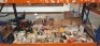 FULL BAY OF MIXED ARTS AND CRAFT LOT CONTAINING VARIOUS GLASS JARS AND CANDLE HOLDERS , KIDS PENCILS , SCENTED STICKS , THIRD EYE CHAKRA INCENSE , VARIOUS NECKLACE PENDANTS ETC
