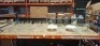 25 X MIXED LOT CONTAINING PLASTIC JUG DRINKS DISPENSERS , LARGE GLASS BOWLS AND VARIOUS CAKE DISPLAY STANDS OVER A FULL BAY