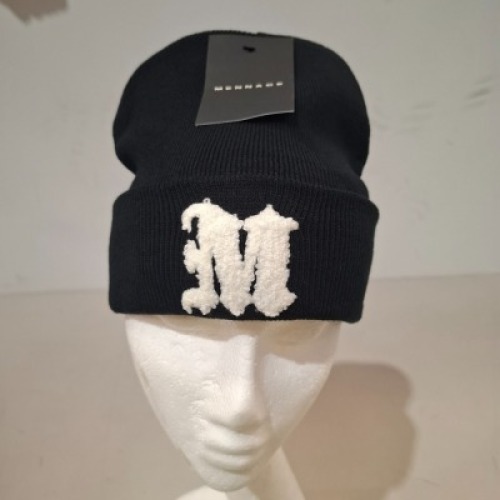 50 X BRAND NEW MENNACE KNITTED BEANIE HATS IN BLACK IN ONE LARGE BAG