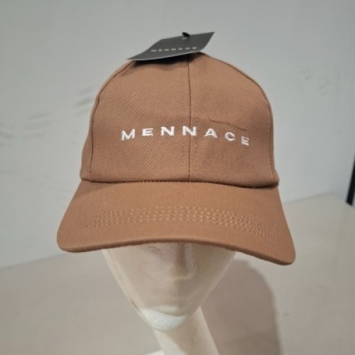 50 X BRAND NEW MENNACE LOGO BASEBALL CAPS IN BROWN IN ONE LARGE BAG