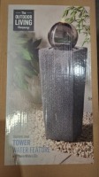 5 X THE OUTDOOR LIVING STAINLESS STEEL TOWER WATER FEATURE WITH WARM WHITE LEDS - (NOTE CUSTOMER RETURNS - CONDITION UNKNOWN)