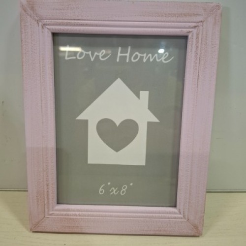 48 X WOODEN PHOTO FRAME IN SIZE 8 X 6 INCH IN PURPLE IN 4 BOXES (NOTE AGED PRODUCT - BOXES HAVE MUSTY ODOUR - SEE IMAGE FOR REPRESENTATIVE SAMPLE )