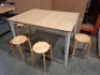1 X BRAND NEW 5 X PIECE DINING SET TO INCLUDE 1 X VIDA DESIGN MARLOW REAL OAK DINING TABLE SIZE EXT 125X165LENGTH - WIDTH 90CM - HEIGHT- 75CM WITH 4 X SOLID OAK STOOLS