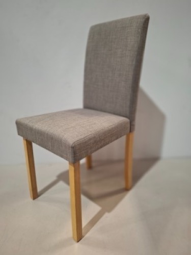 4 X BRAND NEW GREY FABRIC DINING CHAIRS PLEASE NOTE ONE PRE BUILT