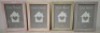 72 X WOODEN PHOTO FRAME IN SIZE A4 IN MIXED COLOURS 24 INOVORY , 24 IN GREEN , 24 IN GREY PINK IN 6 BOXES (NOTE AGED PRODUCT - BOXES HAVE MUSTY ODOUR - SEE IMAGE FOR REPRESENTATIVE SAMPLE )