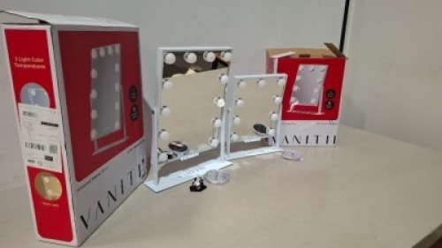 14 X HOLLYWOOD MAKEUP MIRROR WITH 15 BULBS IN WHITE (NOTE CUSTOMER RETURNS)