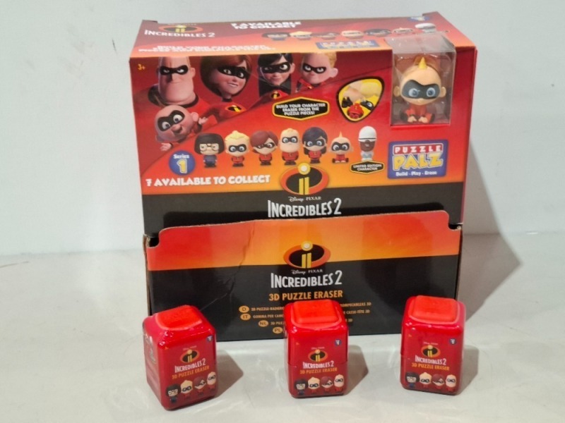 288 X PIECE BRAND NEW 12 X PACKS OF 24 INCREDIBLES GRAVITY FEED PUZZLE PALS IN 12 BOXES