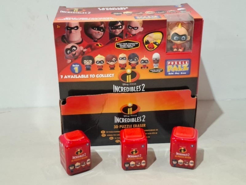 288 X PIECE BRAND NEW 12 X PACKS OF 24 INCREDIBLES GRAVITY FEED PUZZLE PALS IN 12 BOXES