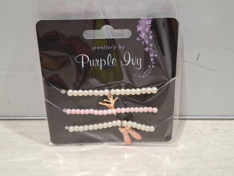 216 X BRAND NEW PACKS OF 3 PURPLE IVY BRACELETS IN 9 BOXES