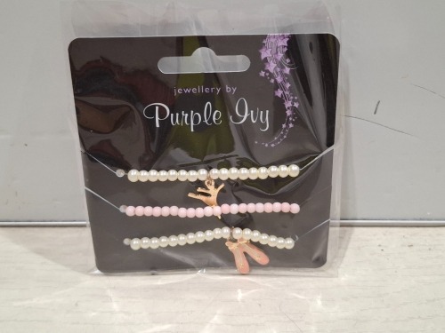 216 X BRAND NEW PACKS OF 3 PURPLE IVY BRACELETS IN 9 BOXES