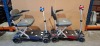 2 X DRIVE DEVILBISS MANUAL FOLDING SCOOTERS - RED & BLUE BOTH WITH KEYS & BATTERIES NO CHARGER IGNITION POWERS UP ON BOTH DRIVE DOES NOT ENGAGE CONDITION OF BOTH: FAIR