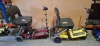2 X FREERIDER LUGGIE FOLDING SCOOTERS - YELLOW & RED 1 BATTERY ONLY (RED MODEL) NO CHARGER IGNITION POWERS UP ON BOTH DRIVE DOES NOT ENGAGE CONDITION OF BOTH: FAIR