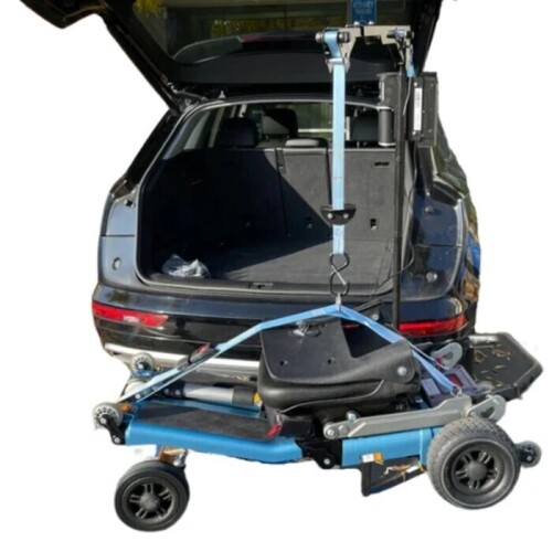 FREERIDER LUGGIE USED CAR HOIST - BLACK - IN A BOX IDENTIFIED AS COMPLETE - USED MODEL: FL45 FREERIDER LIFT (SEE IMAGES - NOTE 1ST IMAGE IS A REPRESENTIVE GENERIC FREERIDER CAR HOIST)