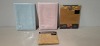 56 X BRAND NEW MIXED LOT CONTAINING VARIOUS LIVING OXFORD TABLE CLOTHS IN IVORY IN SIZE DIAM 172 AND GOLD IN SIZE 132 X 178CM , NAPKINS IN GOLD , PINK AND BLUE FLORAL TRELLIS IN SIZE 150 X 240 IN TWO BOXES
