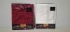 45 X BRAND NEW MIXED LIVING BY THOMAS FREDERICK LIVING OXFORD TABLE CLOTH IN MIXED COLOURS , DARK RED IN SIZE 178 X 274 CM AND DIAM 172 CM , WHITE IN SIZE 137 X 228 CM , BLACK IN SIZE 137 X 228 CM IN TWO BOXES