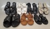 40 X PAIRS OF BRAND NEW MIXED MISSGUIDED FOOTWEAR LOT TO INCLUDE TWISTED TOE POST FLAT SANDALS - FAUX LEATHER KNOTTED FLAT SANDALS - PADDED TIE UP SANDALS - CHUNKY STRAP SLIDERS ETC ALL IN VARIOUS SIZES IN 1 TRAY