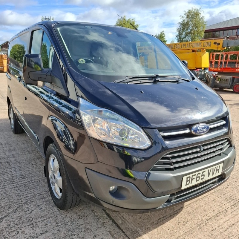 BLACK FORD TRANSIT CUSTOM 310 LTD E - DIESEL PANEL VAN 2198CC REG: BF65VVH MILEAGE : 51,174 FIRST REGISTERED 10/9/2015 1 KEY WITH V5 MOT EXPIRES 10/9/2025 WITH AIR CON & CRUISE CONTROL