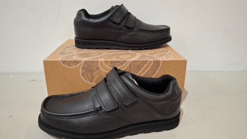 20 X PAIRS OF BRAND NEW PRETTY GREEN SHOES CONTAINING HARROW VELCRO SN00 IN BLACK ALL IN SIZE 9 TOTAL RRP &pound;1280