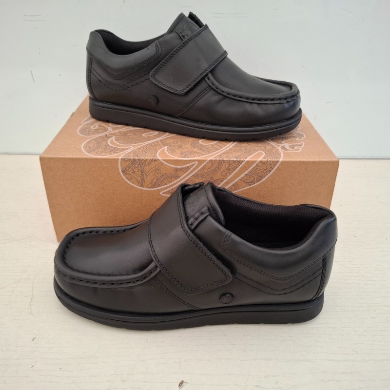 20 X PAIRS OF BRAND NEW KIDS PRETTY GREEN PG WALTHAM VELCRO SHOES IN BLACK IN SIZE 2.5 UK - RRP EACH &pound;45 - TOTAL RRP FOR LOT &pound;900