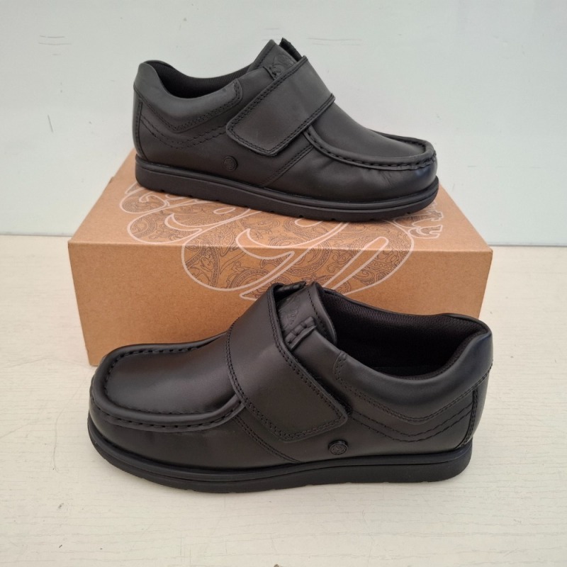 20 X PAIRS OF BRAND NEW KIDS PRETTY GREEN PG WALTHAM VELCRO SHOES IN BLACK IN SIZE C12 - RRP EACH &pound;45 - TOTAL RRP FOR LOT &pound;900