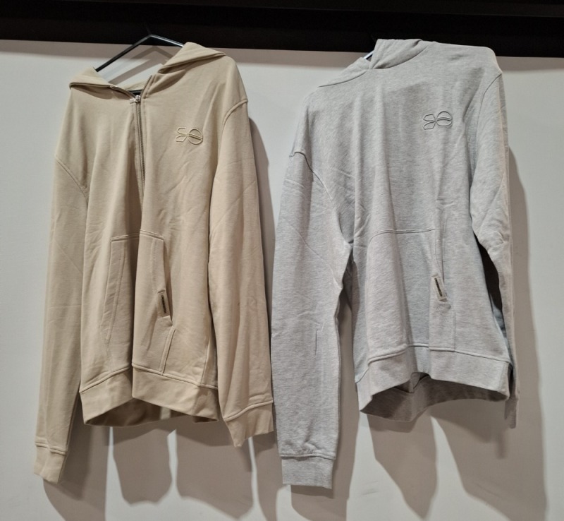20 X BRAND NEW CROSSHATCH HOODIES 12 X IN GREY IN SIZES XL , LARGE , MEDIUM , 8 X IN STONE IN SIZE XL , LARGE , MEDIUM , SMALL