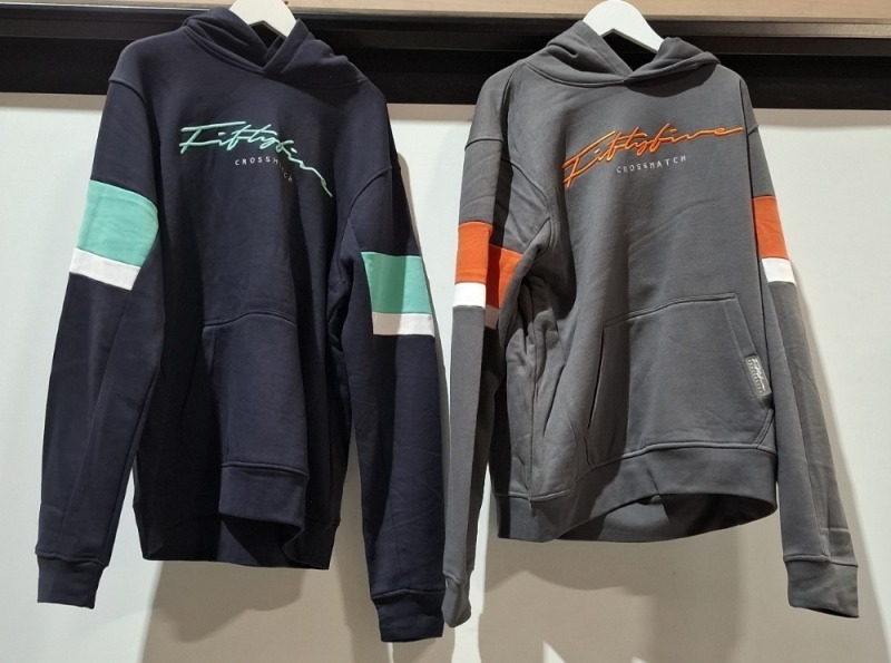 20 X BRAND NEW CROSSHATCH HOODIES IN VARIOUS COLOURS, GREY, NAVY BLUE, GREEN, IN VARIOUS SIZES, S, M, L, XL, 2XL
