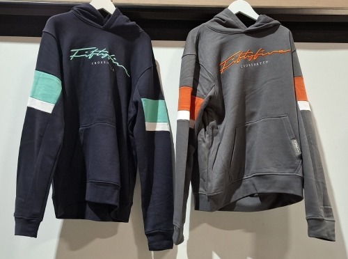 20 X BRAND NEW CROSSHATCH HOODIES IN VARIOUS COLOURS, GREY, NAVY BLUE, GREEN, IN VARIOUS SIZES, S, M, L, XL, 2XL