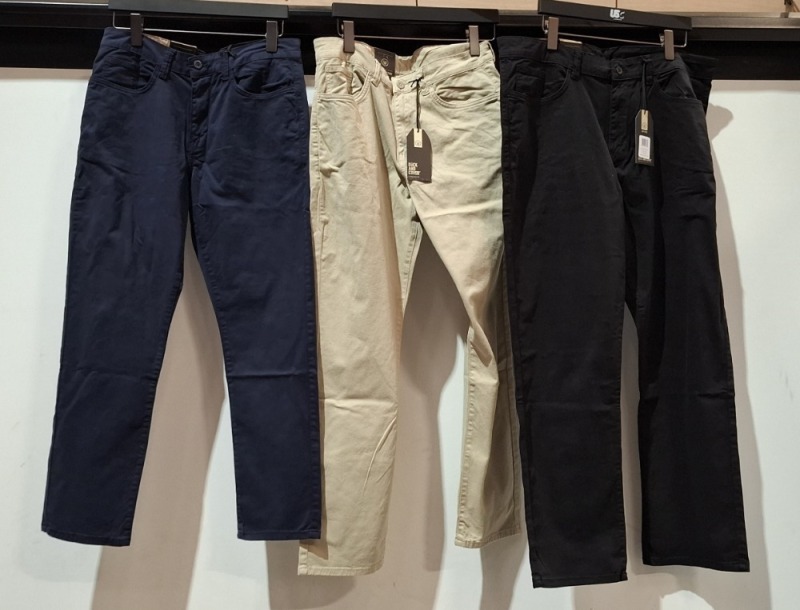 22 X BRAND NEW CROSSHATCH JEANS IN COLOURS BLACK AND STONE , IN VARIOUS SIZES 32 , 36 , 34 , 38 , 40 , ETC