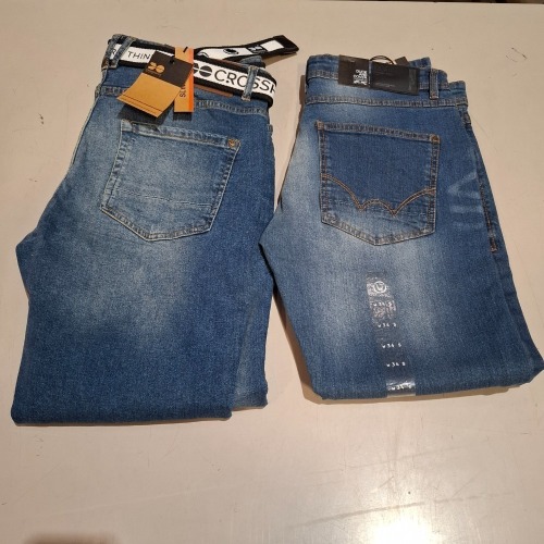 20 X BRAND NEW CROSSHATCH AND DUCK & COVER DENIM JEANS IN BLUE / NAVY BLUE IN SIZES 30, 32, 34, 36, 38, 40