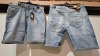 20 X BRAND NEW CROSSHATCH DENIM JEANS SHORTS IN BLUE IN SIZES, 30, 32, 34, 36, 38
