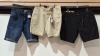 20 X BRAND NEW MIXED DENIM JEANS SHORTS LOT CONTAINING, DUCK AND COVER AND CROSSHATCH IN BLACK, BLUE AND STONE IN SIZES, 32, 34, 36, 38