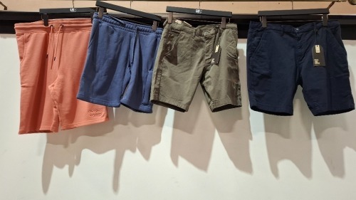 20 X BRAND NEW MIXED SHORTS CONTAINING, DUCK AND COVER AND CROSS HATCH IN PINK, BLUE, GREEN, RED, ETC, IN SIZES S, M, L, 2XL, 32, 36, ETC