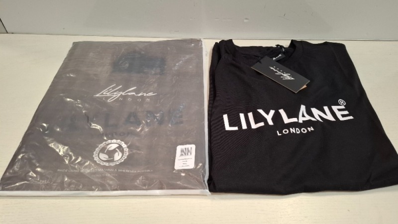 40 X BRAND NEW LILYLANE LONDON T-SHIRTS IN WHITE AND BLACK IN SIZES, S, M, L (IN 2 TRAYS - TRAYS NOT INCLUDED)