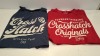 40 X BRAND NEW CROSSHATCH T-SHIRTS IN BLACK, GREY, BLACK, BLUE, WHITE AND RED IN SIZES, S, M, XL, (IN 2 TRAYS - TRAYS NOT INCLUDED)