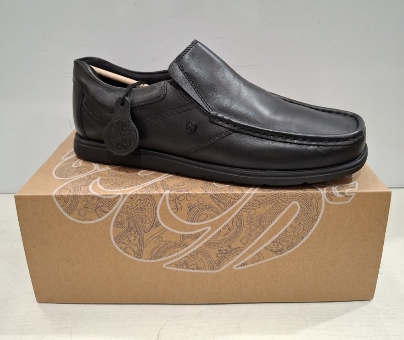20 X PAIRS OF BRAND NEW PRETTY GREEN WALTHAM SLIP - ON SHOES IN BLACK IN SIZE 12 - RRP EACH &pound;65 - TOTAL RRP FOR LOT &pound;1,300